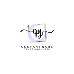 QY Initials handwritten minimalistic logo template vector