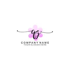 QZ Initials handwritten minimalistic logo template vector