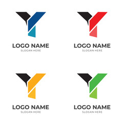 letter Y logo concept with flat colorful style.