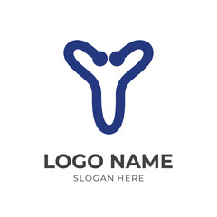 letter Y logo design with flat blue color style.