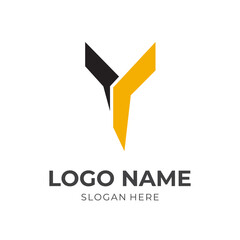simple letter Y logo design with flat black and yellow color style.