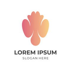 brain logo design template concept vector with flat pink color style