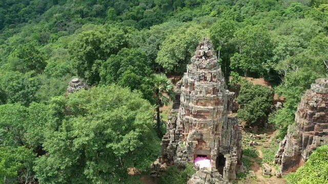 The wat Banan Temple ruins south of the city Battambang in Cambodia