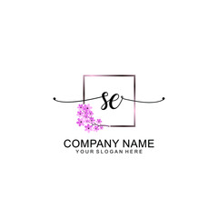 SE Initials handwritten minimalistic logo template vector