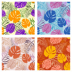 Pattern palm leaf for print design. Floral seamless background. Vector drawing. White color background. Vector holiday illustration. Botanical print.