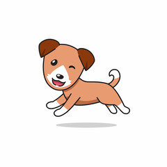 Vector cartoon character happy dog running for design.