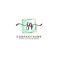 SQ Initials handwritten minimalistic logo template vector