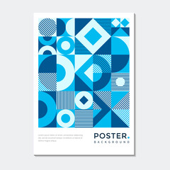 Blue business geometric poster, flyer and cover background