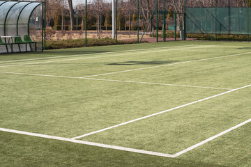 A fragment of a tennis court in the Mezhyhirya park near Kiev.