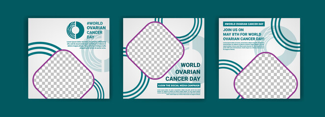 World ovarian cancer day. Cancer day. Social media templates for world ovarian cancer day. Banner vector for social media ads, web ads, business messages, discount flyers and big sale banners.