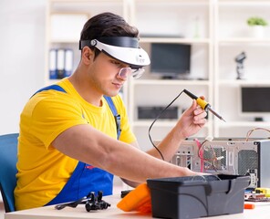 Fototapeta premium Computer repair technician repairing hardware
