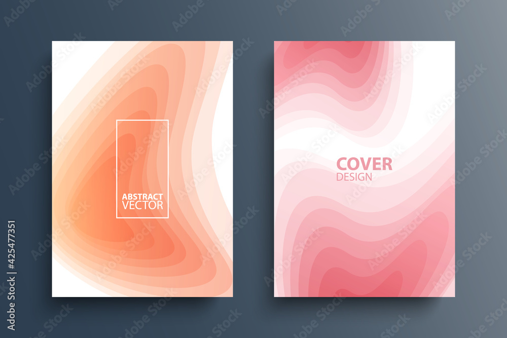 Fototapete Brochure cover template layouts with abstract gradient design elements. Futuristic abstract modern pattern with fluid colors, soft wave shapes for your graphic design. Vector illustration.