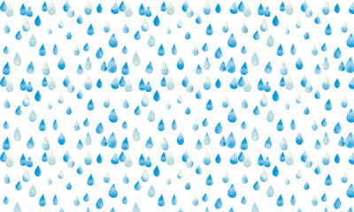 水彩風 雨 ブルーパターン Watercolor Style Cute Rain Series:Rain Blue Pattern