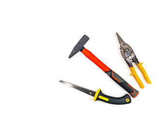 Builder working tool on a white background. Working tool. Construction equipment. Construction and...