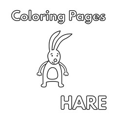 Cartoon hare illustration. Vector coloring book pages for children