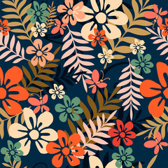 Floral seamless pattern. Vector design. Wallpaper, background, textile.