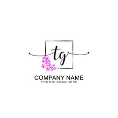 TG Initials handwritten minimalistic logo template vector