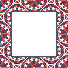 Oriental ornamental mosaic border. Arabic design for page decoration. Vector asian square frame