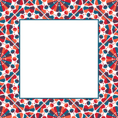 Oriental ornamental mosaic border. Arabic design for page decoration. Vector asian square frame