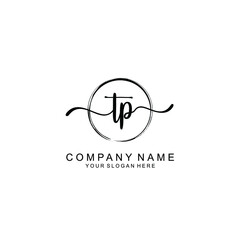 TP Initials handwritten minimalistic logo template vector