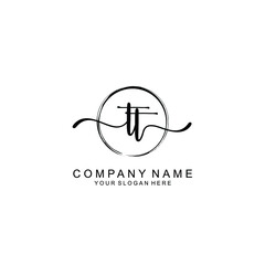 TT Initials handwritten minimalistic logo template vector
