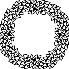 Leaves outline frame in eco style. Natural sketch ornament. Vector illustration.