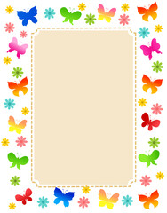 Butterflys and Flowers Frame Background