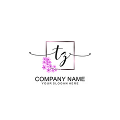TZ Initials handwritten minimalistic logo template vector