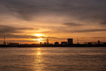 Fototapeta na wymiar Rotterdam silhouette with Erasmus bridge and the Hef Bridge