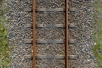 Railway Tracks top view Close up