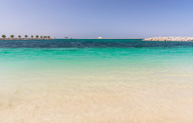 Fototapeta na wymiar Panorama of Al Mamzar beaches in Dubai