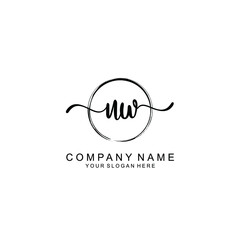 UW Initials handwritten minimalistic logo template vector