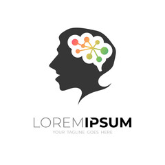 Brain people logo with technology , modern logo template