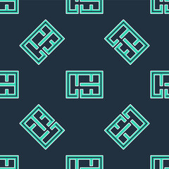 Line House plan icon isolated seamless pattern on black background. Vector