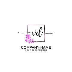 VD Initials handwritten minimalistic logo template vector