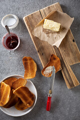  breakfast with toast, jam