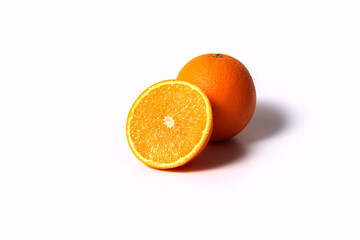 sliced orange on white background