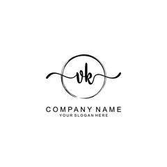 VK Initials handwritten minimalistic logo template vector