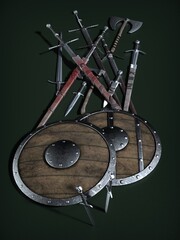 Ancient edged weapons. 3d illustration