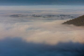 Fog in the Megalong Valley in The Blue Mountains in Australia