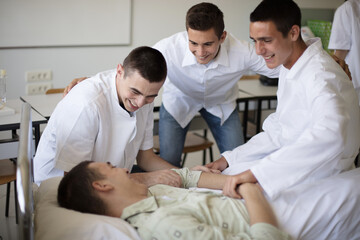 Family and friends visiting patient.