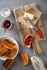  breakfast with toast, jam