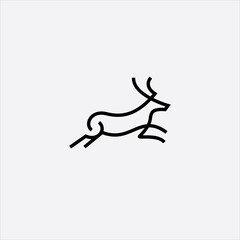 Obraz premium running deer illustration, logo mark, simple line art