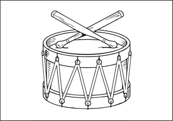 Fotobehang bass drum instrument. vector illustration isolated on white background © Moriz