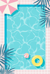 summer vector background with pool illustrations for banners, cards, flyers, social media wallpapers, etc.