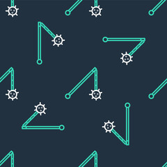 Line Medieval chained mace ball icon isolated seamless pattern on black background. Medieval weapon. Vector