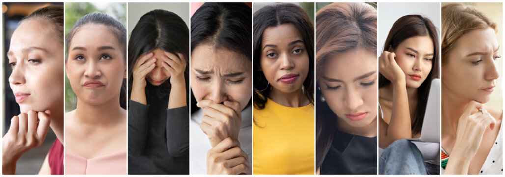 Depressed people with fatigue, concept of ME/CFS, CFS Chronic Fatigue Syndrome awareness day, unhappy life, failure, unemployment, jobless people, economic recession, bullied woman, abused LGBT people - Powered by Adobe