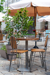 Interior summer open-air street cafe .