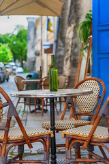 Interior summer open-air street cafe .