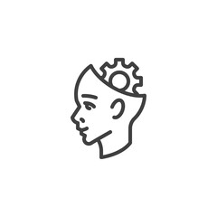 Human head with gear line icon